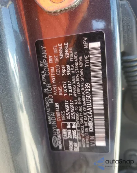 2020 Hyundai Kona Sel from USA, damaged, VIN KM8K2CAA1LU507039